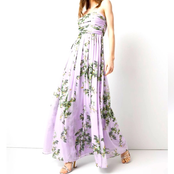 White House Black Market Dresses & Skirts - WHBM Floral Lavender strapless Maxi Dress women size 0